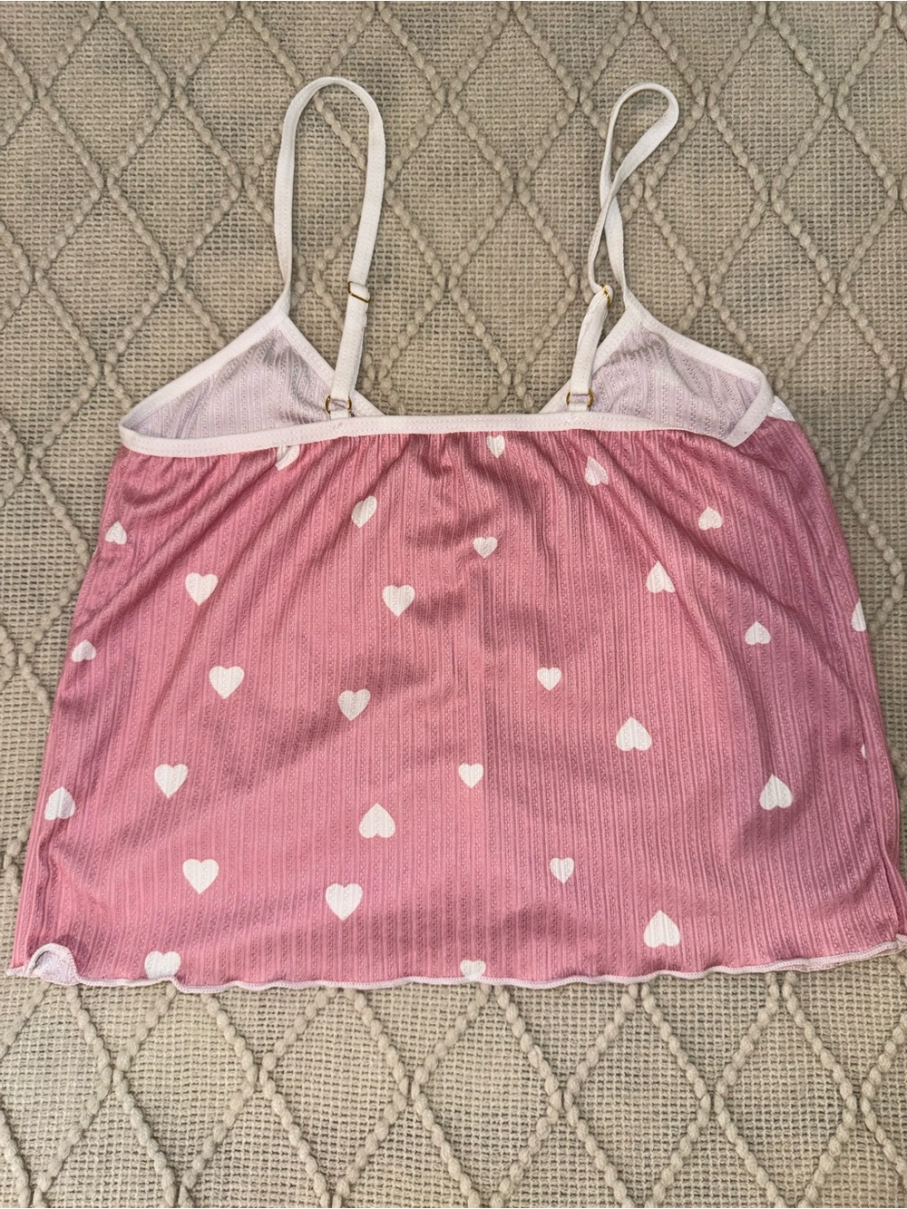 Women’s Heart-Print Satin Sleep Sets - Pink & Red XS - Picture 3 of 7